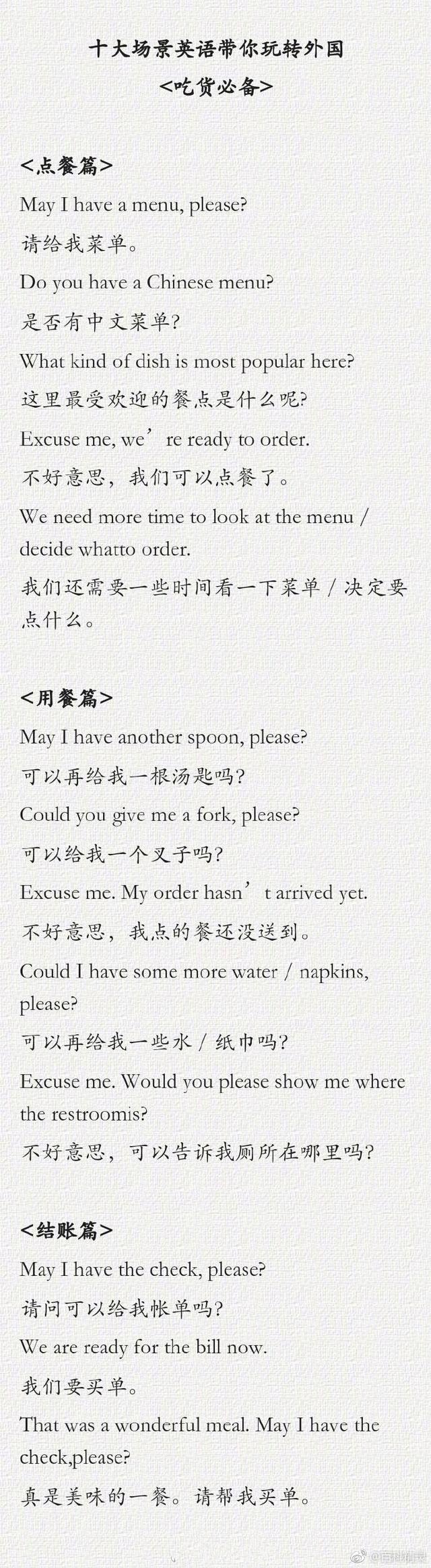 出境自由行要会的基本英语口语 十大场景英语带你玩