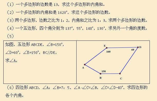 初中数学 多边形的内角和与外角和题型总结 掌握这些就够