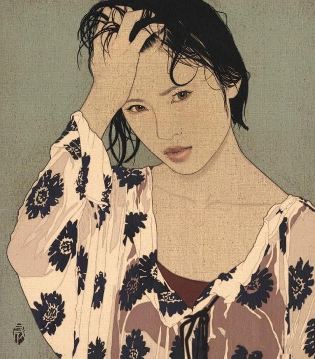 幽怨的女人 日本画家池永康晟女性绘画作品欣赏